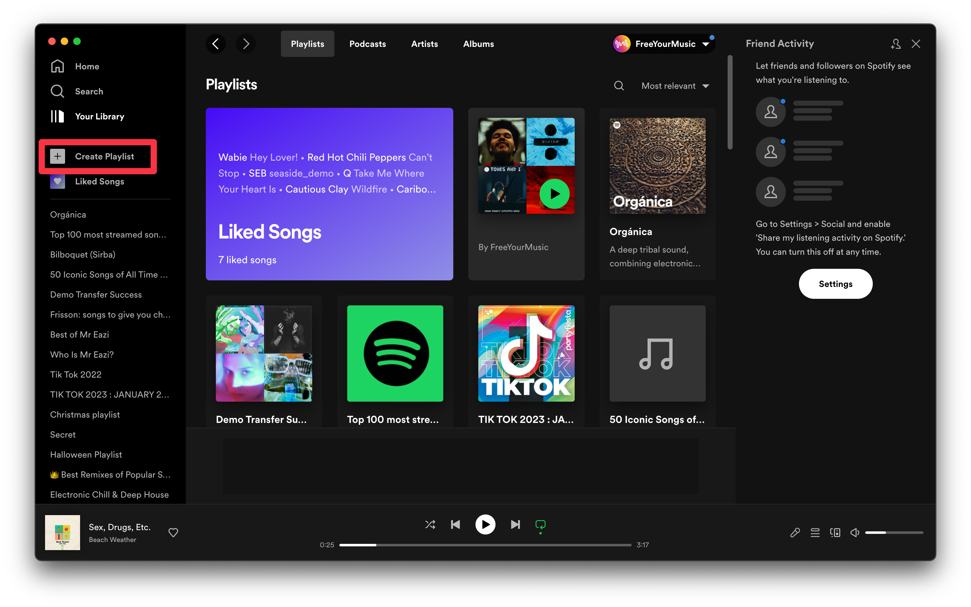 Create Playlist Screenshot