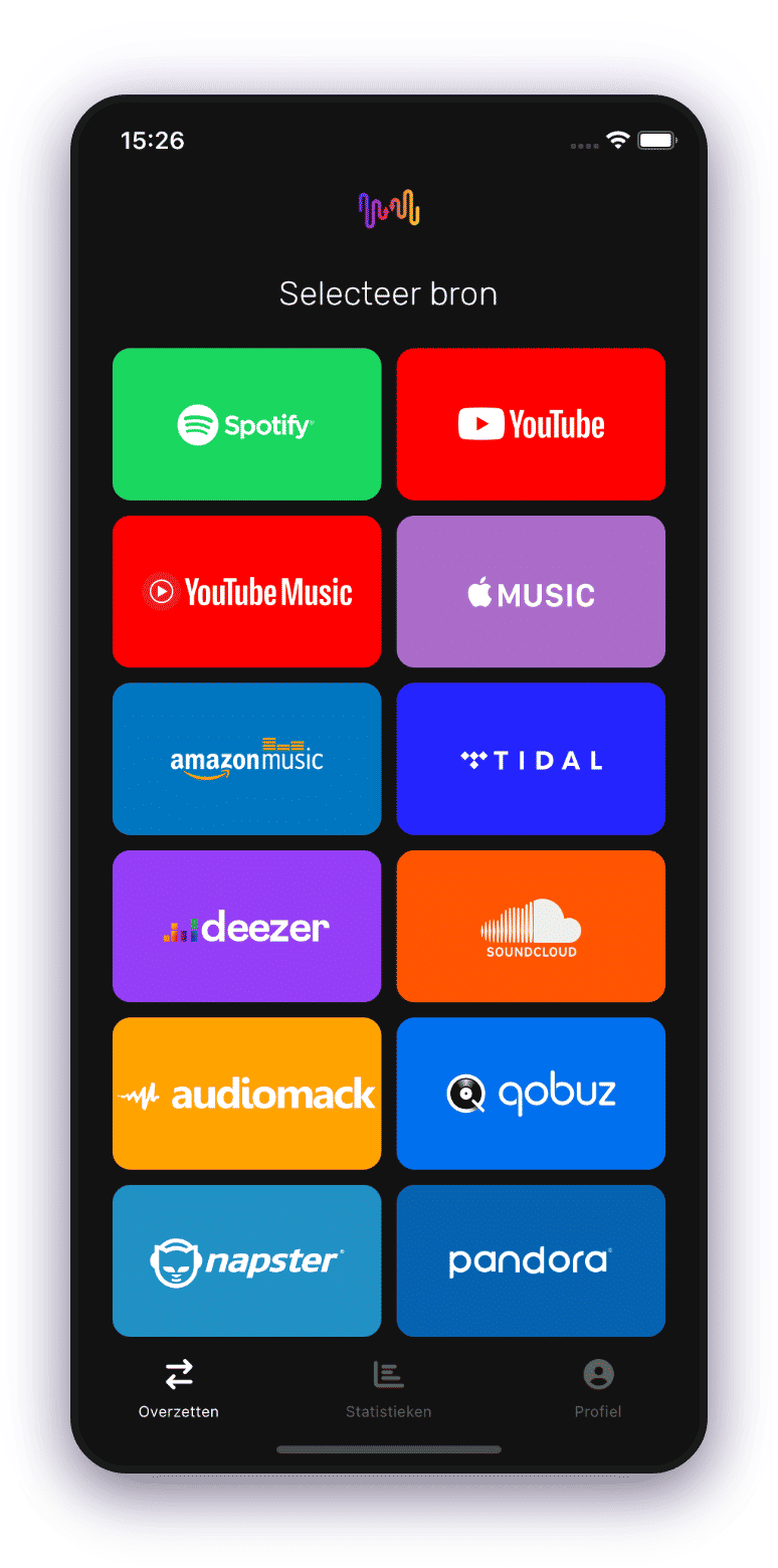 Schermafbeelding van afspeellijstoverdracht die Spotifykiest