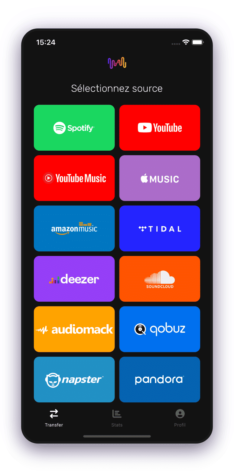 Capture d'écran du transfert de la liste de lecture Spotify