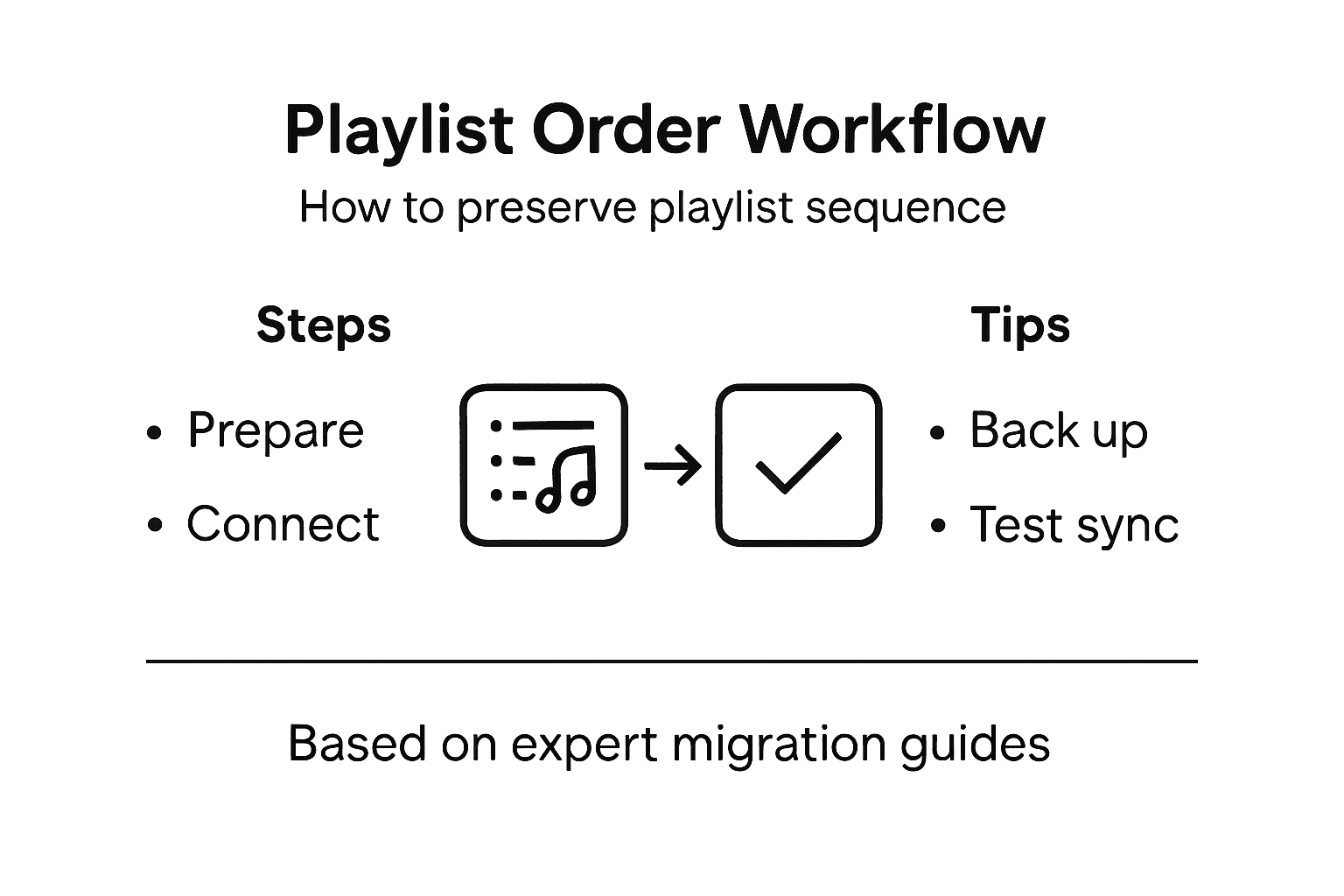 Infographic showing key playlist order workflow steps